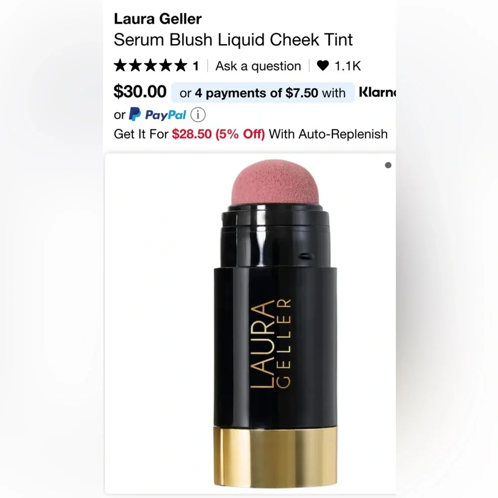 Laura Geller Cheek Tint in refreshing, rose shade, extra applicator